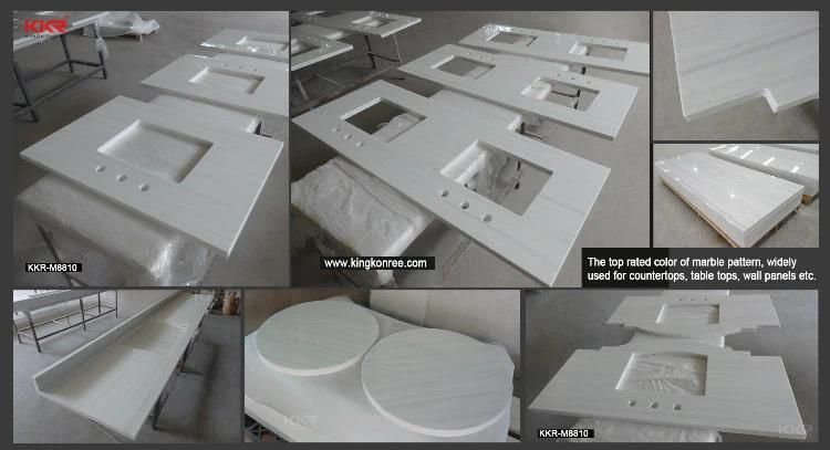 Customized Marble Textured Solid Surface Stone Bathroom Vanity Tops for Projects