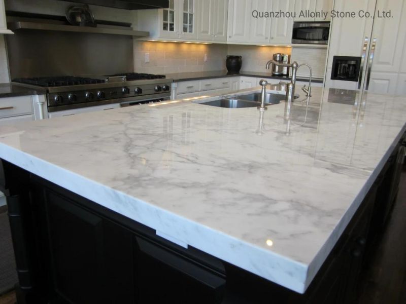 Natural Prefab Carrara White Marble Kitchen Bar Island Counter Top Price