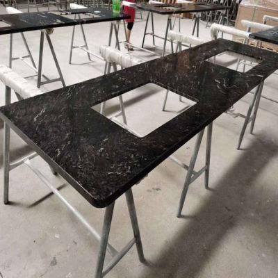 China Factory Coffee Brown Veins Bathroom Quartz Stone Countertop Vanity Top