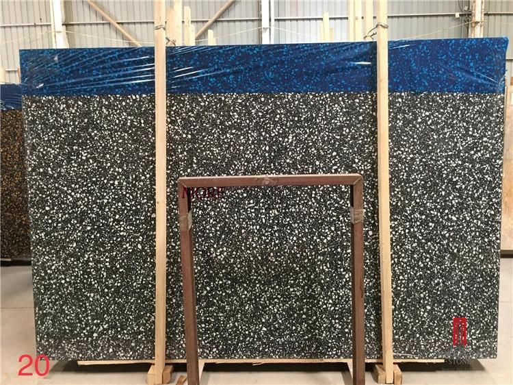 600X600 Cut to Size Valentino Black Terrazzo with White Crushed Stone