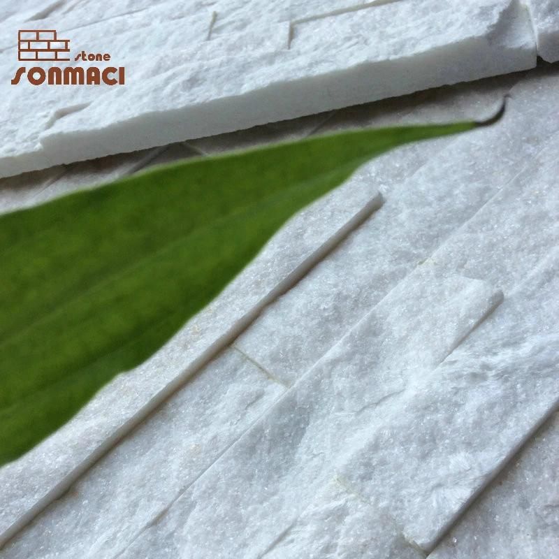 White Quartz Stacked Stone Veneer Wall Panel