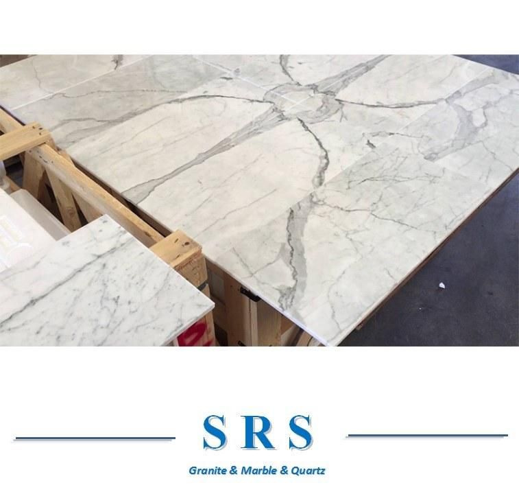 Nature Stone Polished Carrara/Statuario/Oriental White Marble Tile for Floor/ Wall/Indoor Decoration