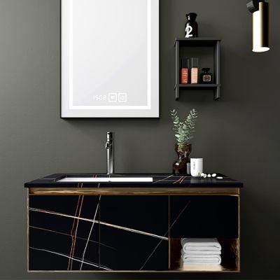 800*2000mm Black Solid Surface Stone Countertops for Bathroom Vanity