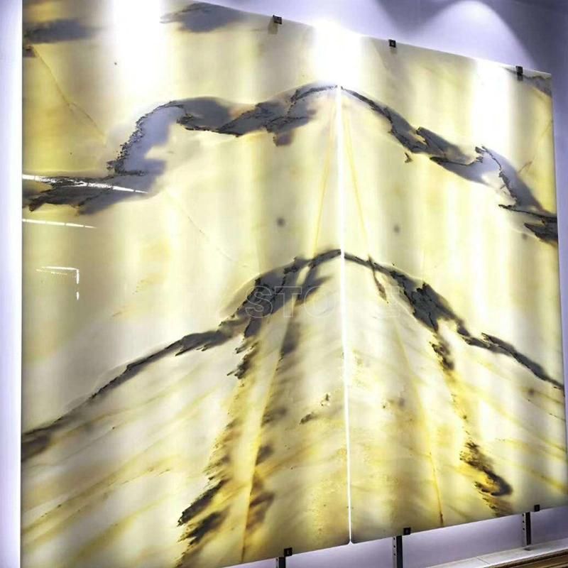 Backlit Bookmatched White Onyx Stone Slabs