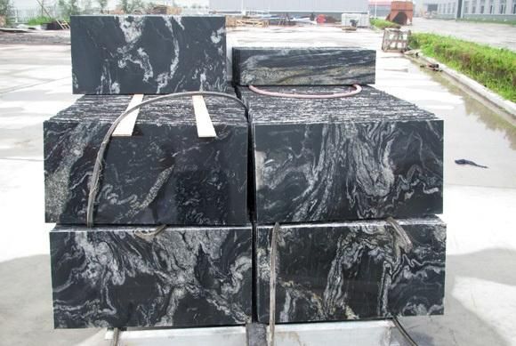 Cosmoc Black Granite Natural Black Granite with White Busy Look Veins Polished Slabs