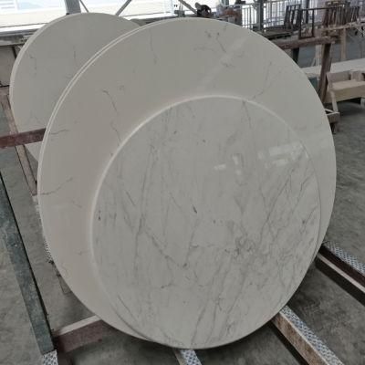 Polished Decoration Tiles Volakas White Marble Round Coffee Table Top Volakas Marble Price