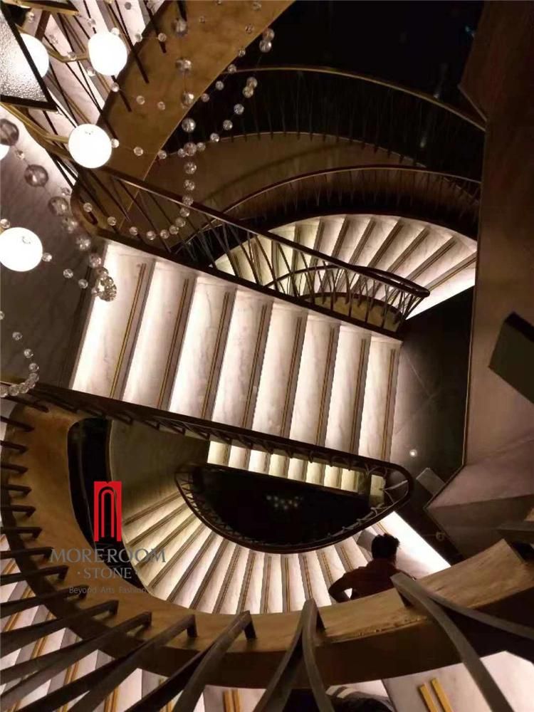 Custom Stairs Tiles Marble Sintered Stone Composite Aluminum Honeycomb Spiral Staircase