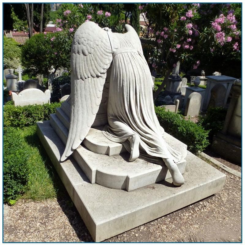 Memorial Hand Carved Stone Graveyard Ornament Granite Headstone Monument Marble Praying Angel Statue Tombstone