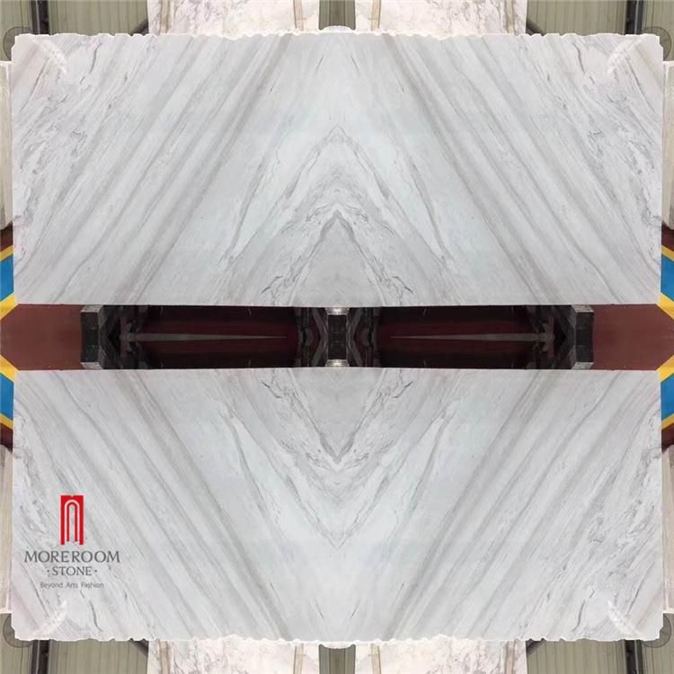 Marble Slab Supplier Italy Volakas White Bookmatch Grey Veins