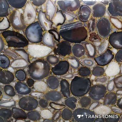 Black &amp; White Onyx Agate Stone Translucent Agate Slab for Agate Reception Desk