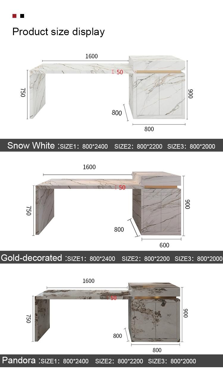 Nordic Style Multifunction Rock Board Plate Home Furniture Snow White Solid Wood Cabinet Kitchen Island Restaurant Table