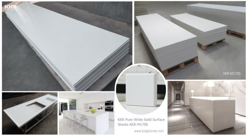 Kkr Polyester Resin Marble Look White Color Solid Surface Stone Sheet