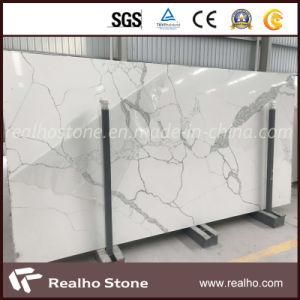Polished Artificial Calacata White Quartz Stone for Sale