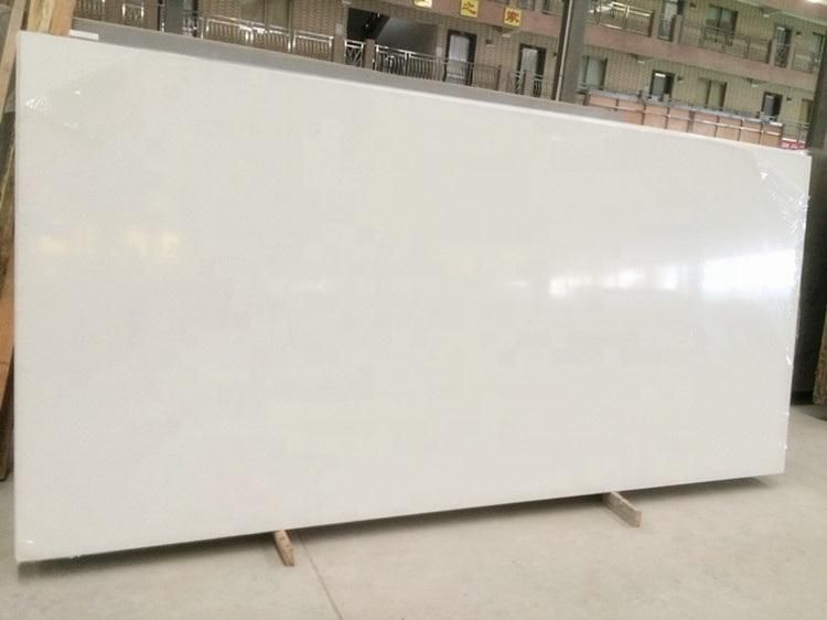 2021 Hot Selling Artificial Engineered Pure White Stone Slabs for Interior Decoration