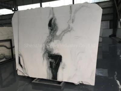 Book Match Panda White Marble Flooring Stairs Wall Decoration Tiles