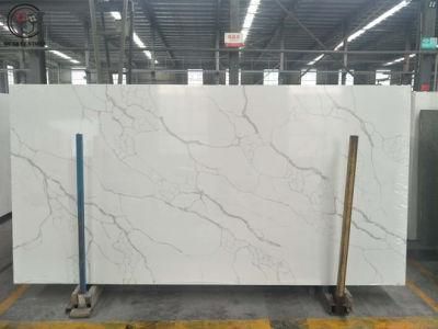 Artificial Calacatta White Quartz Stone Polishing Surface