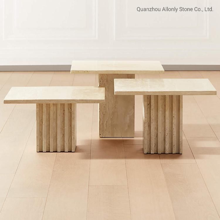 Hotel Furniture Living Room Lounge Decoration Travertine Coffee Table Design