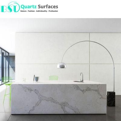 Polished Statuario Quartz Slab for Countertop