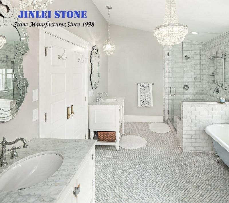 Natural Stone Italian Hexagon Bianco Carrara White Marble Slab/Tile Flooring/Vanitytop/Kitchen Countertop Marble