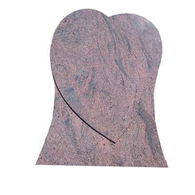 Multicolor Red Granite Cemetery Memorial Blank Single Heart Upright Headstone