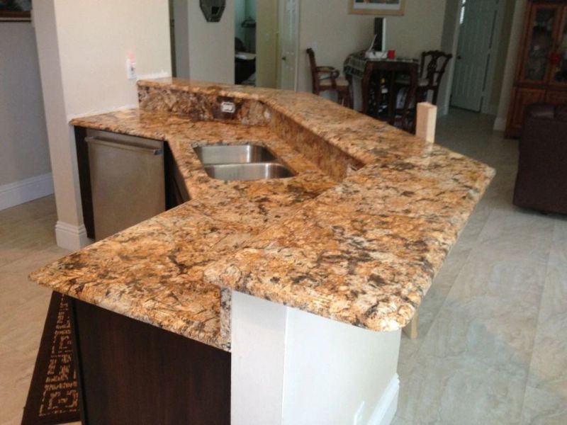 Grey/White/Black/Red/Brown/G603/G684/G654/Granite Kitchen Countertop with Flat Edge Polished