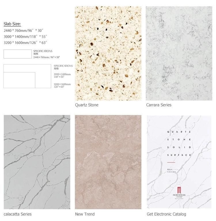 Hot Sale Patterned Artificial Stone Light Grey Quartz Stone Slab for Floor