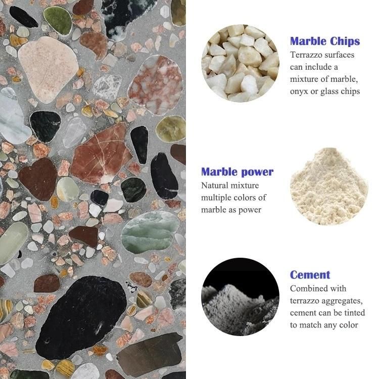 Big White Aggregate Cement Polished Terrazzo White for Tile and Basin