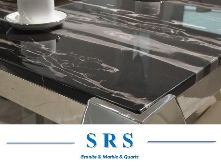 Natural Stone Round/Rectangle Silver Dragon Marble Top Dining Table for Home Furniture