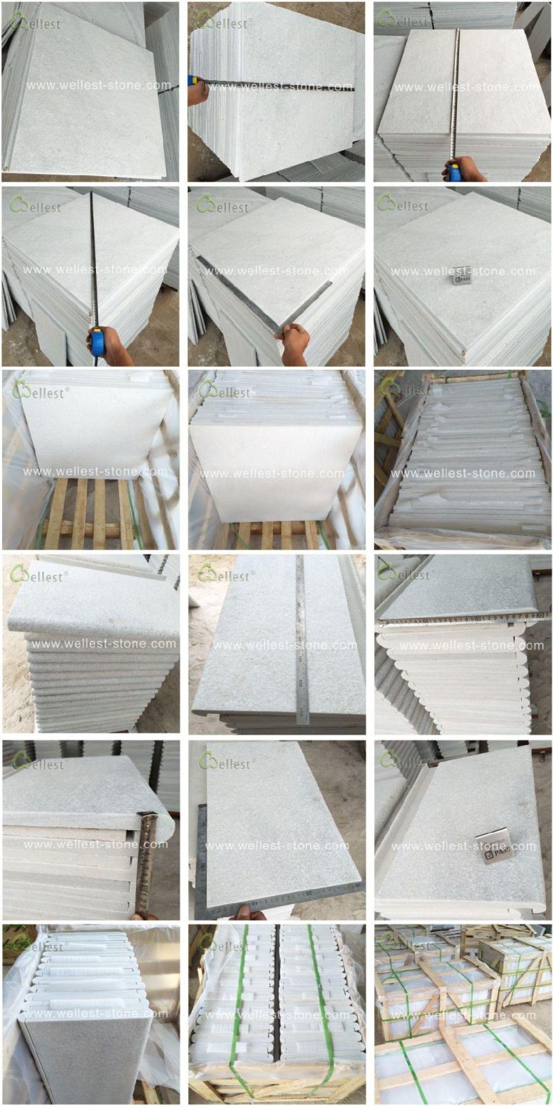 Pure White Quartzite Flamed Anti-Slip Bullnose Coping Stone