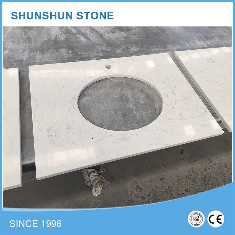 Artificial White Sparkle Quartz Stone Countertop for Kitchen