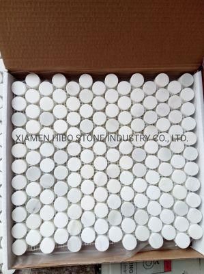 Asian Carrara Oriental White Marble Penny Rounds Mosaic Tile