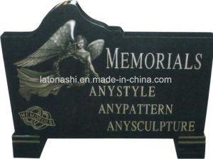European Stone Granite Carved Headstone, Black Monument Tombstone/Memorials