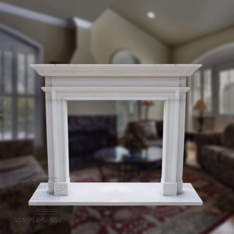 Louis Xvi French Style Classic White Marble Fireplace