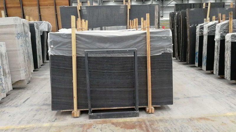 Popular Natural Black Marble/Black Wood Marble/Oak Wood Slab and Tile for Hotel Wall Floor Decorate
