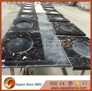Natural Black White Quartz Stone Peninsulas Counter-Top Quartz Prefab Top