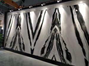 Open Book Panda Withe Marble Slab with Black Veins