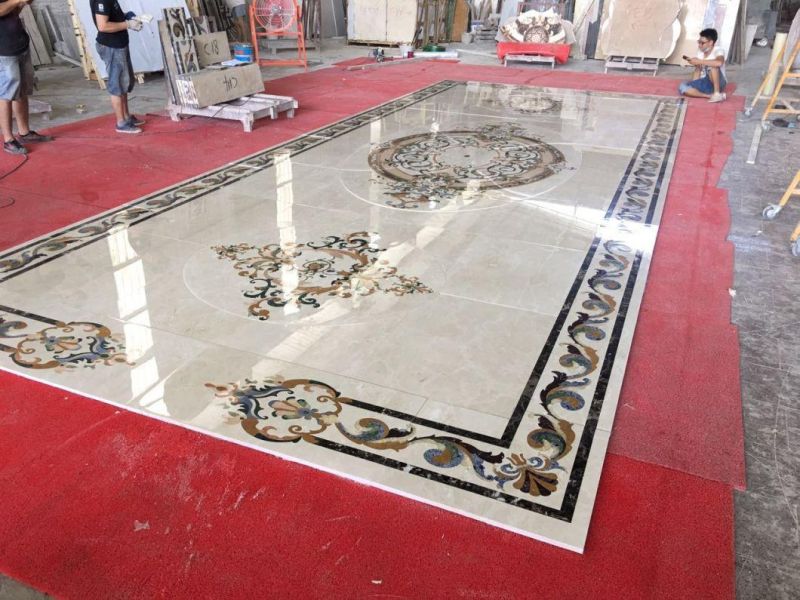 Luxury Water Jet Marble Inlay Flooring Patterns Marble Floor Medallion for Majlis Men Sitting Room Floor Decoration