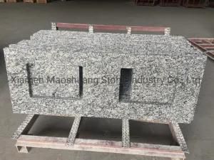 Spray White/Water Wave Granite Vanity Tops with Double Sinks