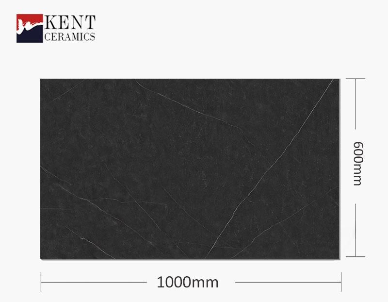 Black Color 15mm Artificial Stone Slab in Stock 600*1000mm
