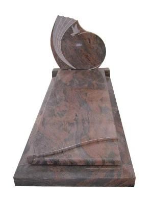 Red Granite European Headstone Monument Tombstone with Custom Design