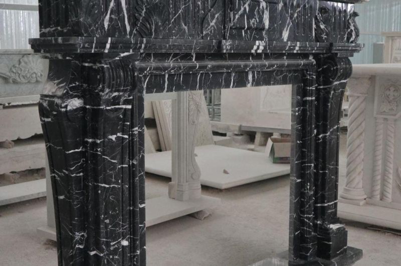 Best Ideas Decoration Nero Marquina Black and White Marble Fireplace Mantel Surround