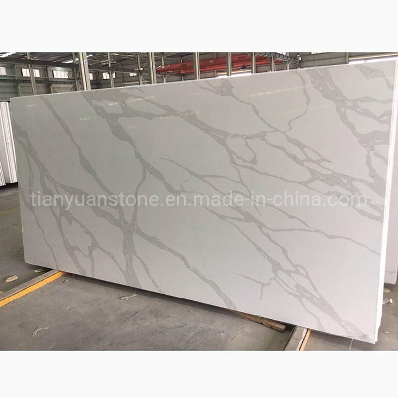 Factory Direct Sell Black with White Veins Artificial Quartz Stone Slabs