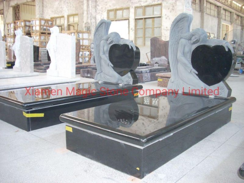 Cheap Marble Granite Stone Monuments Angel Heart Shape Headstone Tombstone