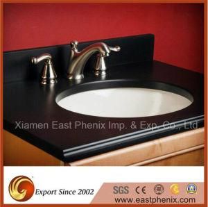 Black Polished Bathroom Quartz Vanity Top Countertop