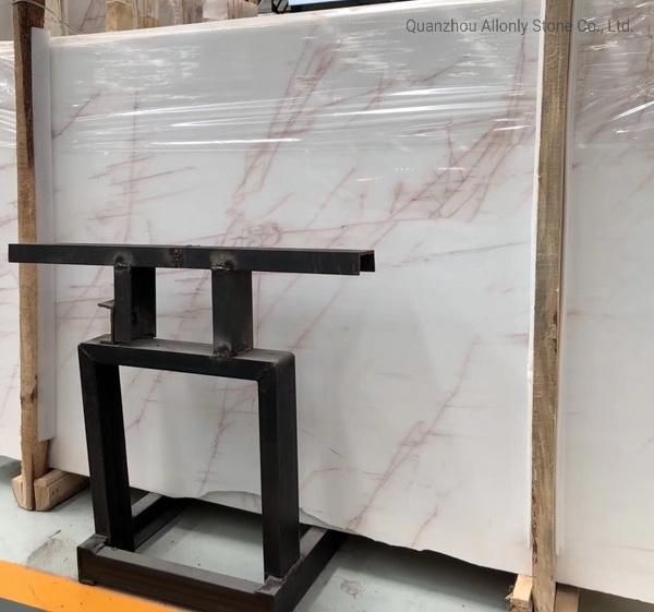 Natural Marble Stone Panel Red Line White Onyx Countertop Bar Top and Slab