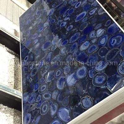 Hotsale Semi Precious Stone Blue Agate Backlit Slab