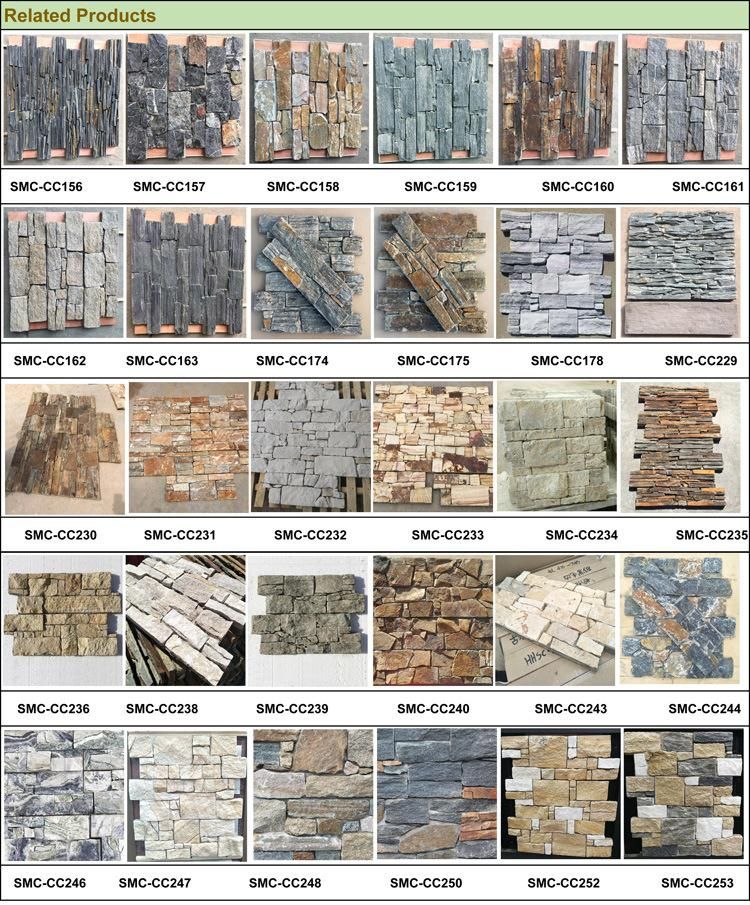 SMC-Cc255 Grey Black Granite Cement Back Stone Wall Panel