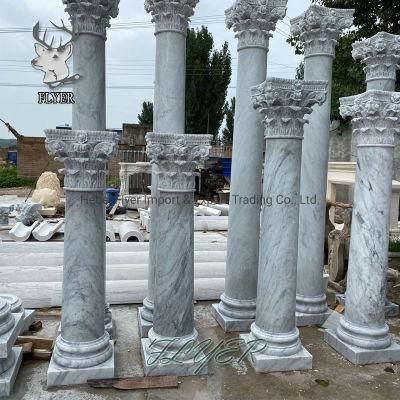 Flyer out Door Indoor Decorative Building Pillar Natural Stone Greek Column White Marble Roman Columns for House