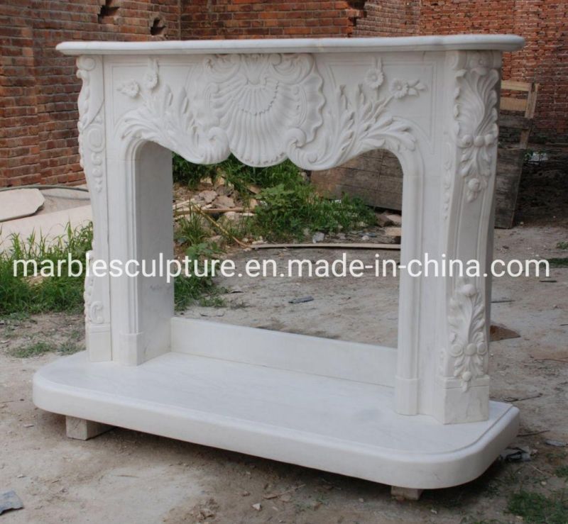 Elegant White Marble Stone Fireplace for Indoor Home Decoration (SYMF-196)
