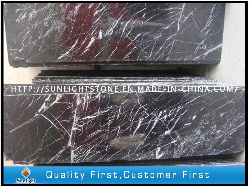 Cheap China Black Marquina Marble Floor/Bathroom Flooring Tiles